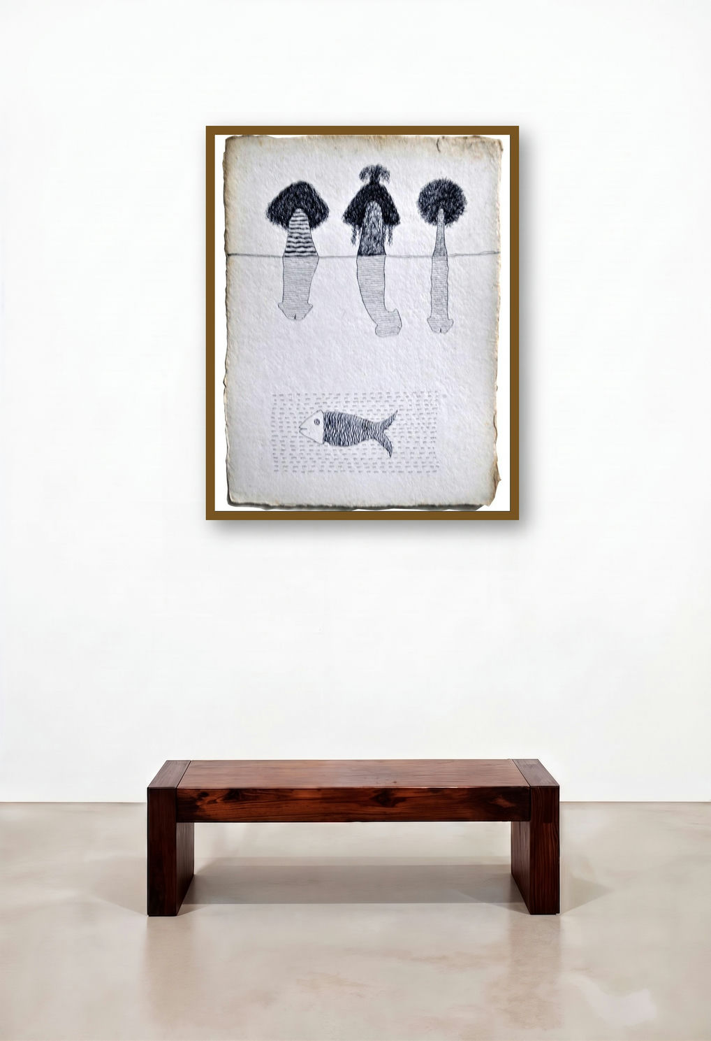 Fish 1 (Submerged Figures) by artist Charlee Correia displayed in a Luxury Hallway