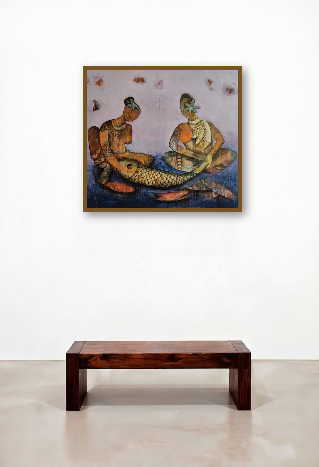 Fisher Women (The Daily Catch) by artist Pooja Mhatre displayed in a Coastal Family Room
