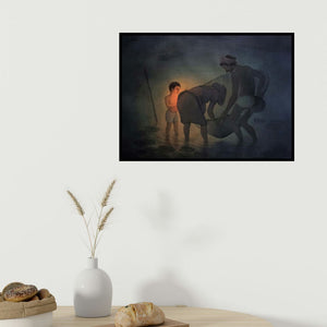 In-situ view of Rajib Gain's 'Fisherman 2' painting in a room