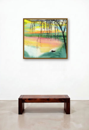 Fishing 1 by artist Anil Nene displayed in a Minimalist Foyer