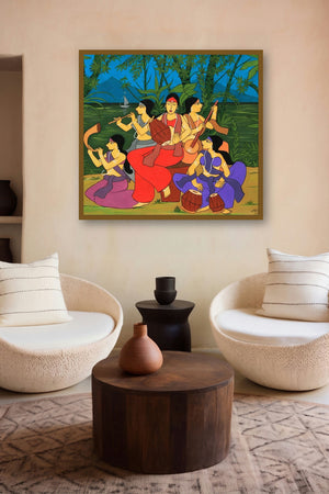 Five Sister (A Serene Melody) by artist Chetan Katigar displayed in a Indian Art gallery