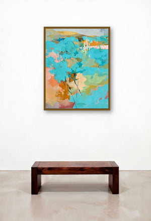 Flood (Turquoise Tangle) by artist Sikandar Mulla displayed in a Luxury Hotel Lobby