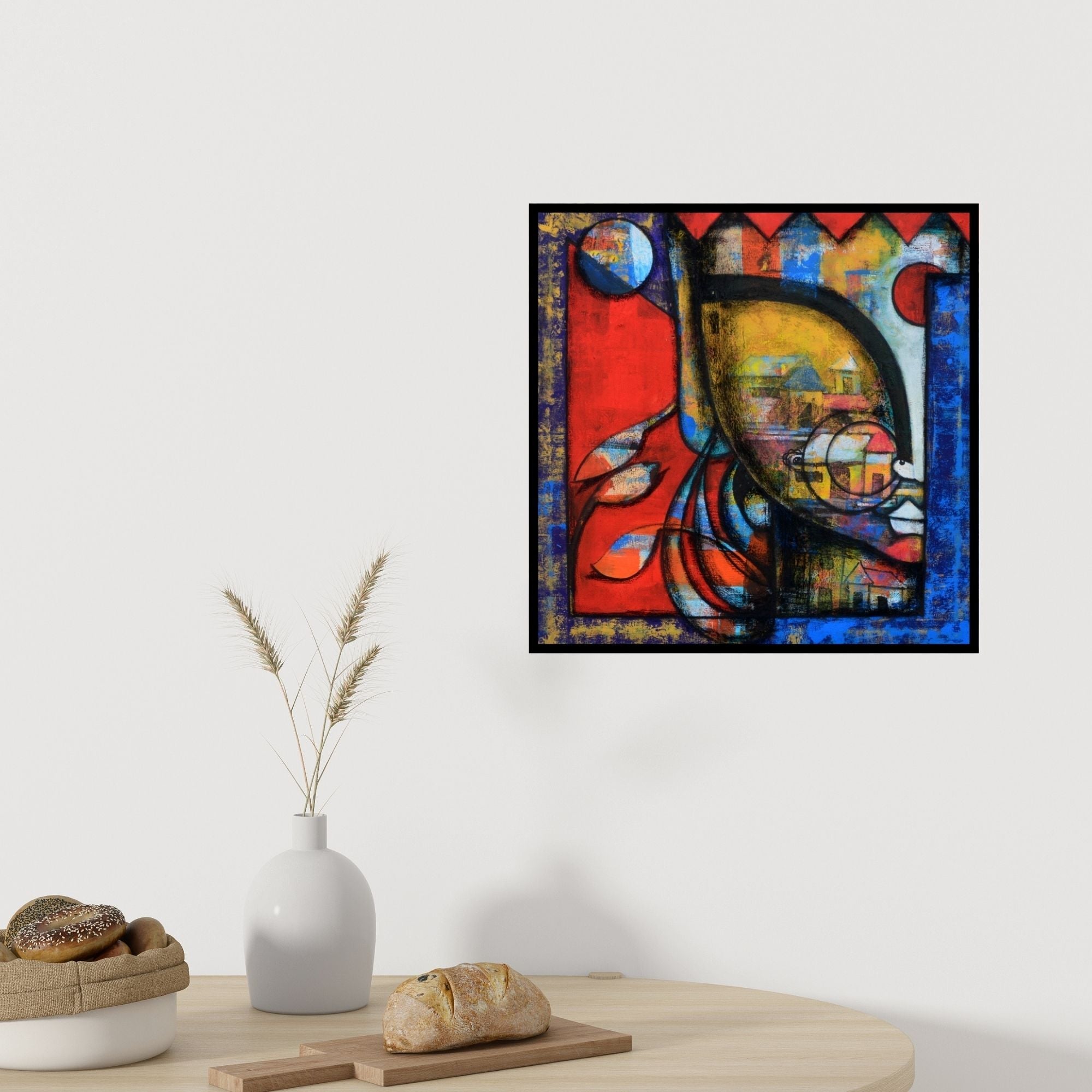 In-situ view of Anupam Pal's 'Floral Beauty' painting in a room