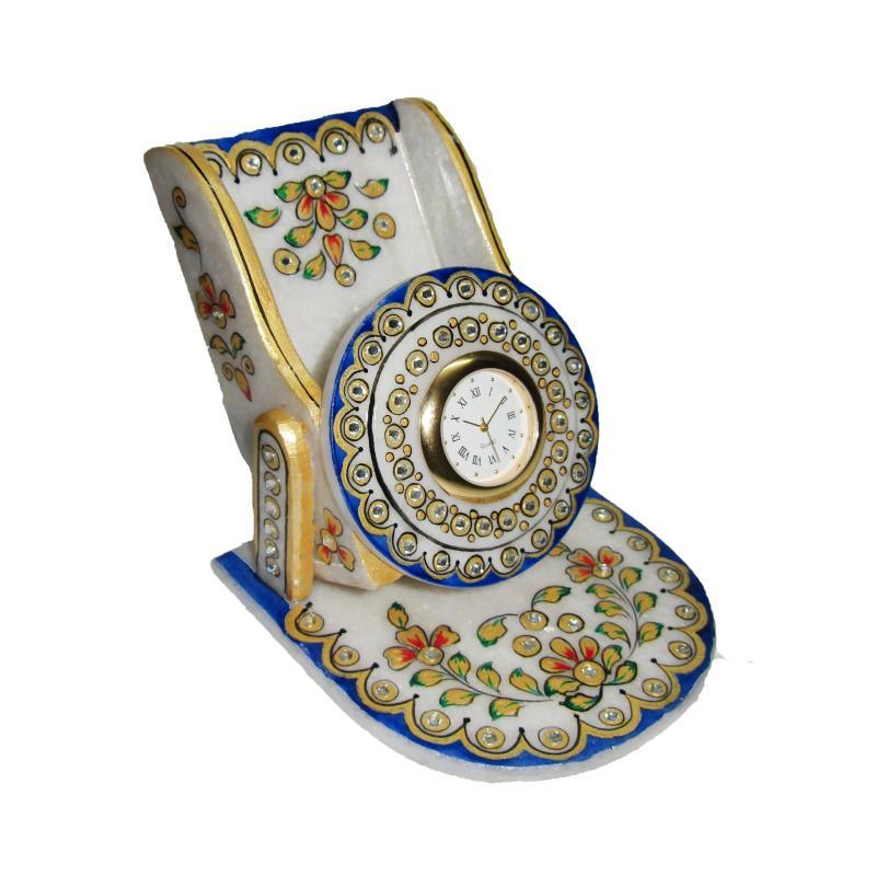 Lifestyle craft titled 'Floral Mobile Stand', 6x4x4 inches, by artist Ecraft India on Marble