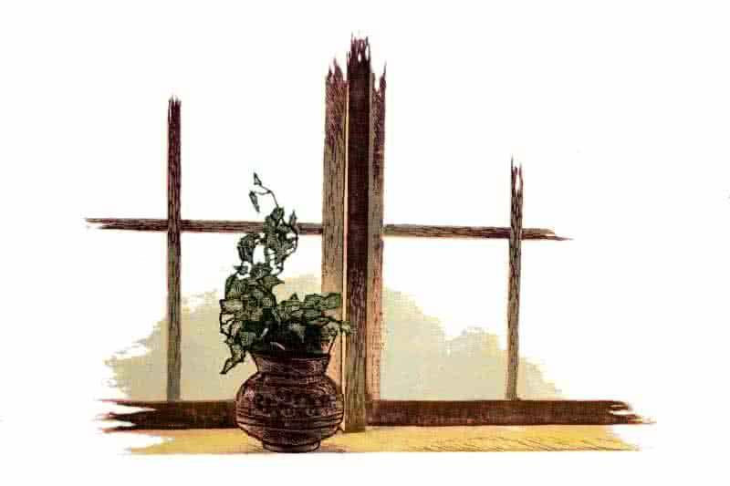 Still-life printmaking titled 'Flower Pot', 18x24 inches, by artist Tapan Madkikar on Paper