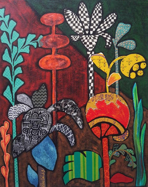 Nature acrylic painting titled 'Flowers 3', 30x24 inches, by artist Sheetal Singh on Canvas