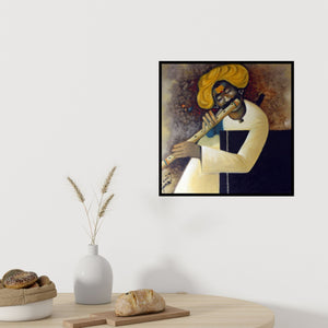 In-situ view of Raosaheb Gurav's 'Flute Ii (Melodies of Rural Life)' painting in a room