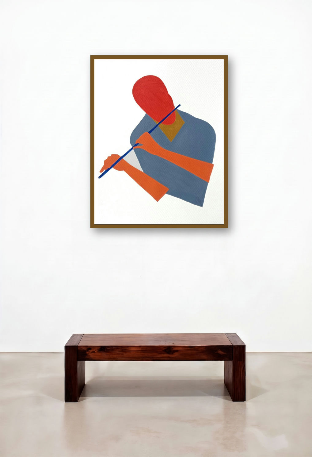 Flute Player 2 (Harmonious Hues) by artist Prasanta Acharjee displayed in a Boutique Hotel Style Hotel Lobby