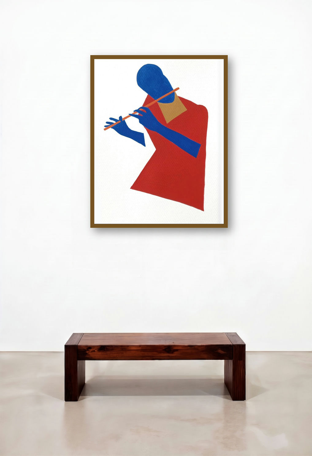 Flute Player 4 (Lost in Melody) by artist Prasanta Acharjee displayed in a Coastal Hotel Suite