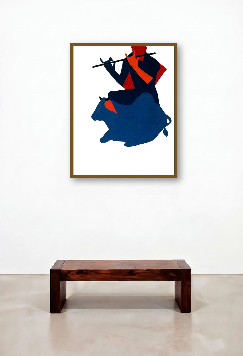 Flute Player 5 (Celestial Harmony) by artist Prasanta Acharjee displayed in a Minimalist Penthouse