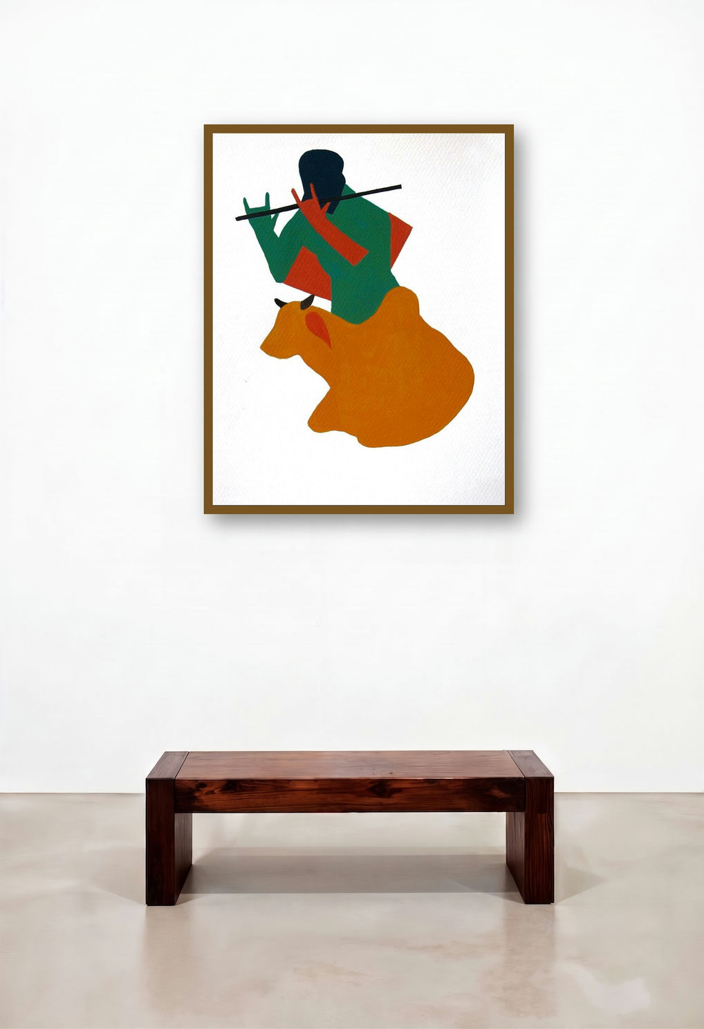 Flute Player 8 (Pastoral Harmony) by artist Prasanta Acharjee displayed in a Art Deco Dining Room