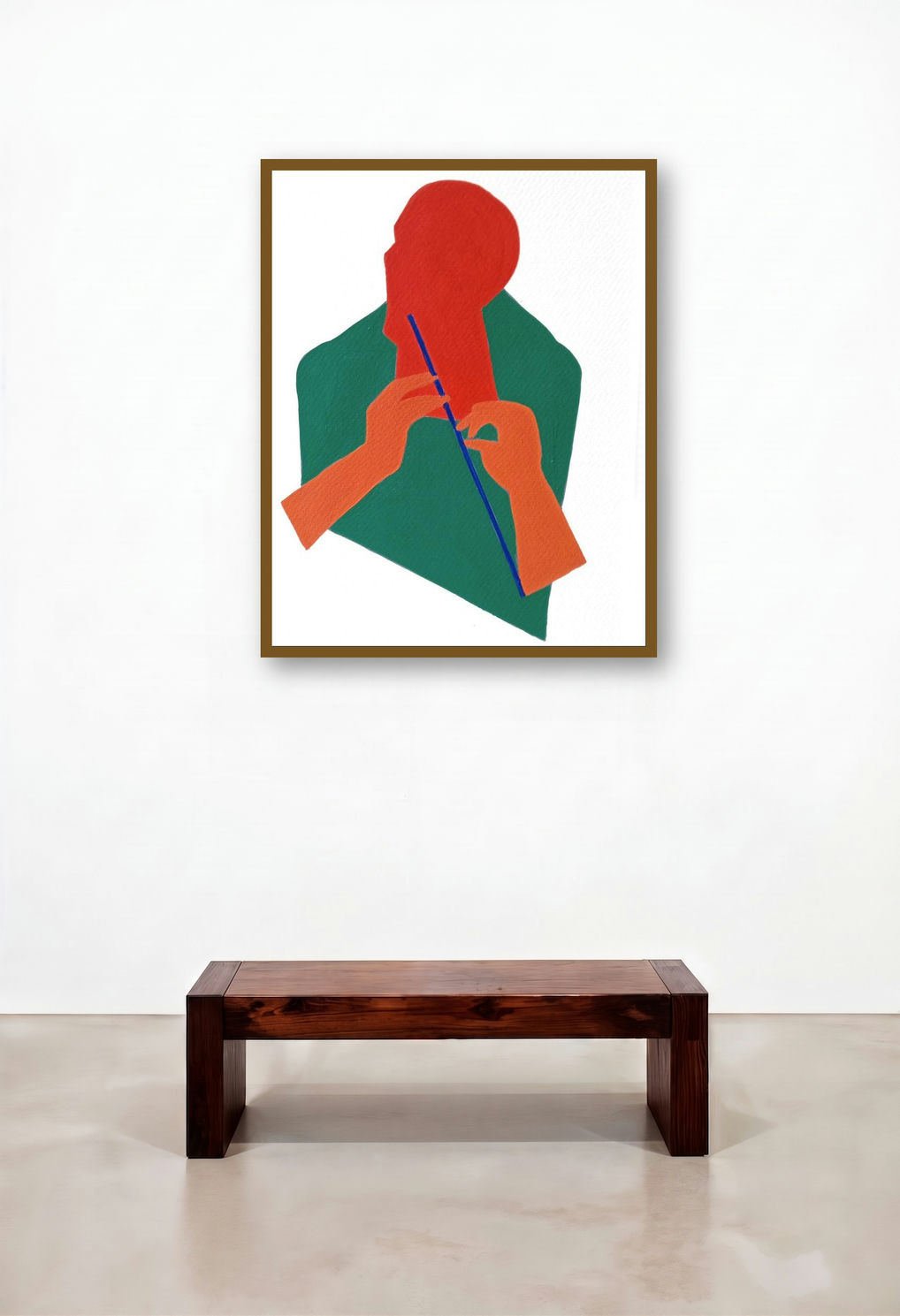 Flute Player 9 (Lost in Melody) by artist Prasanta Acharjee displayed in a Designer Bedroom