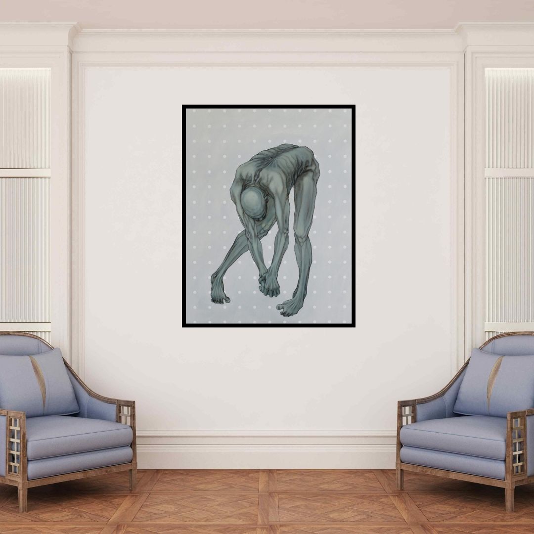 In-situ view of Ritesh Warambhe's 'Flux 2 (Desiccated)' painting in a room