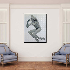 In-situ view of Ritesh Warambhe's 'Flux' painting in a room