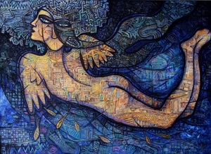 Fly Free (Ascent of Dreams) by Rupchand Kundu, Original Acrylic Figurative Painting on Canvas, Large Horizontal Wall Art