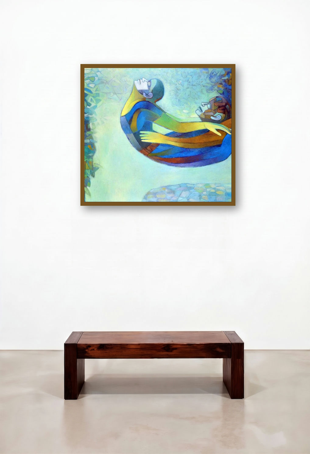 Flying Couple (Flying Couple) by artist Braj Mohan Arya displayed in a Designer Living Room