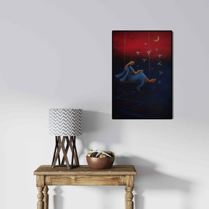 In-situ view of Uttam Bhattacharya's 'Flying Dreams' painting in a room