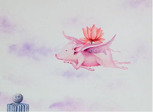 Animals watercolor painting titled 'Flying Nature', 9x12 inches, by artist Sanjay Kumar on Paper