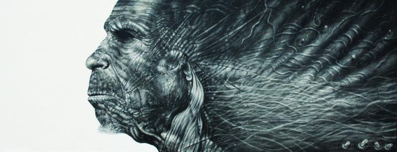 Figurative oil painting titled 'Folds', 54x26 inches, by artist Vikram Nayak on Canvas