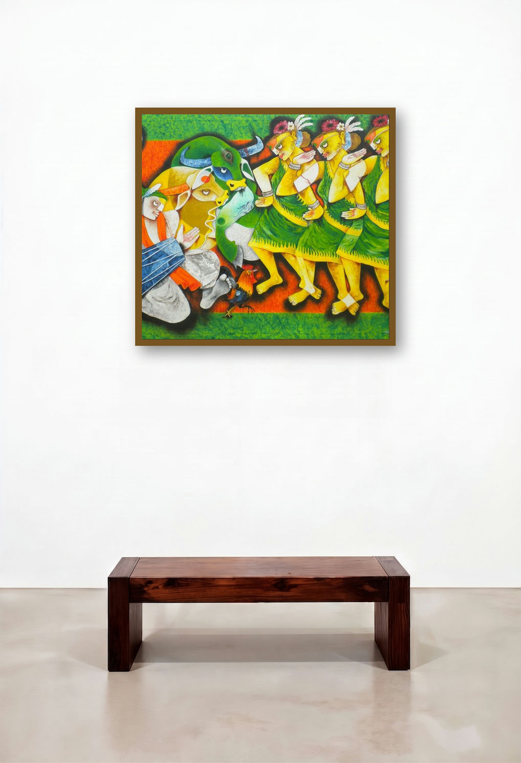 Folk Dance 11 (Rhythmic Harmony) by artist Uttam Manna displayed in a Coastal Dining Room