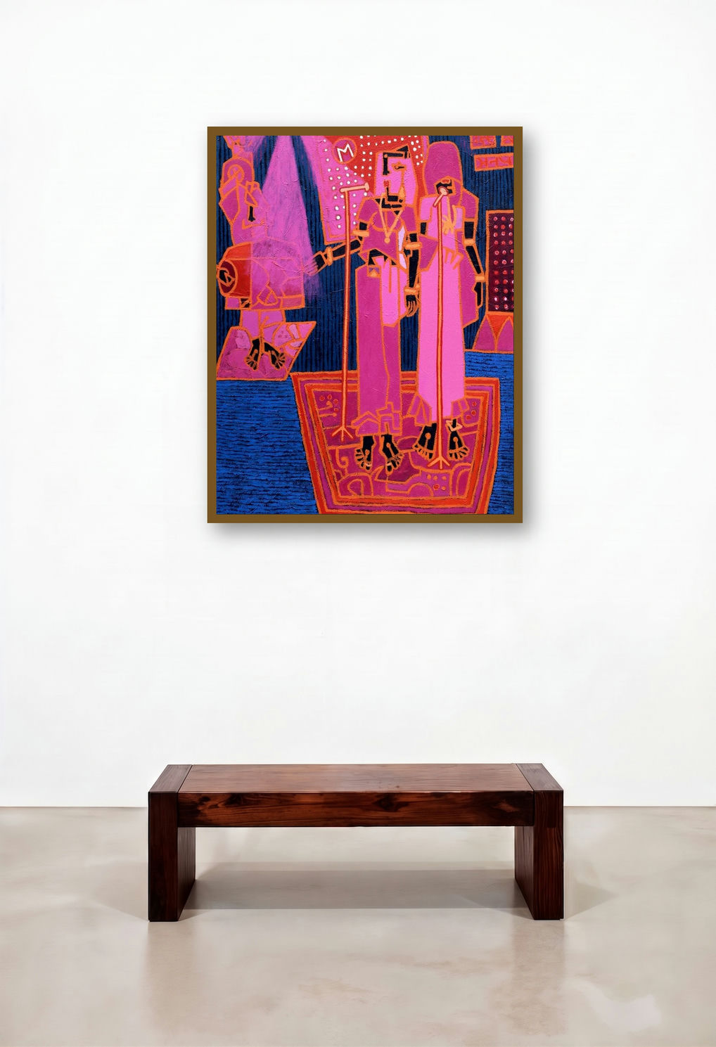 Folk Studio 7 (The M Show) by artist Anup Shrivastav displayed in a Transitional Library