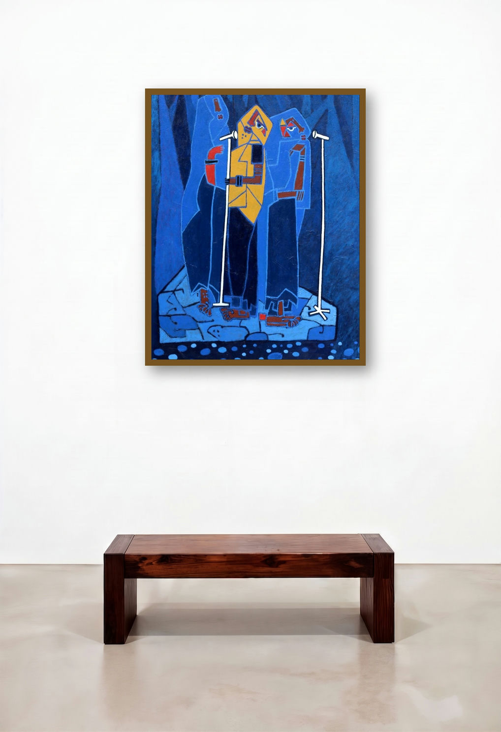 Folk Studio 8 (The M Show) by artist Anup Shrivastav displayed in a Modern Reception Area