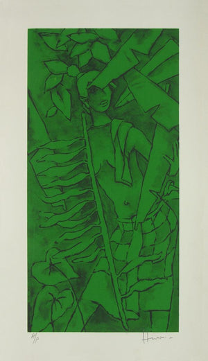 Folklore Kerala 7 (Emergence) by M F Husain, Serigraph Serigraphs Figurative Painting on Paper, Small Vertical Wall Art