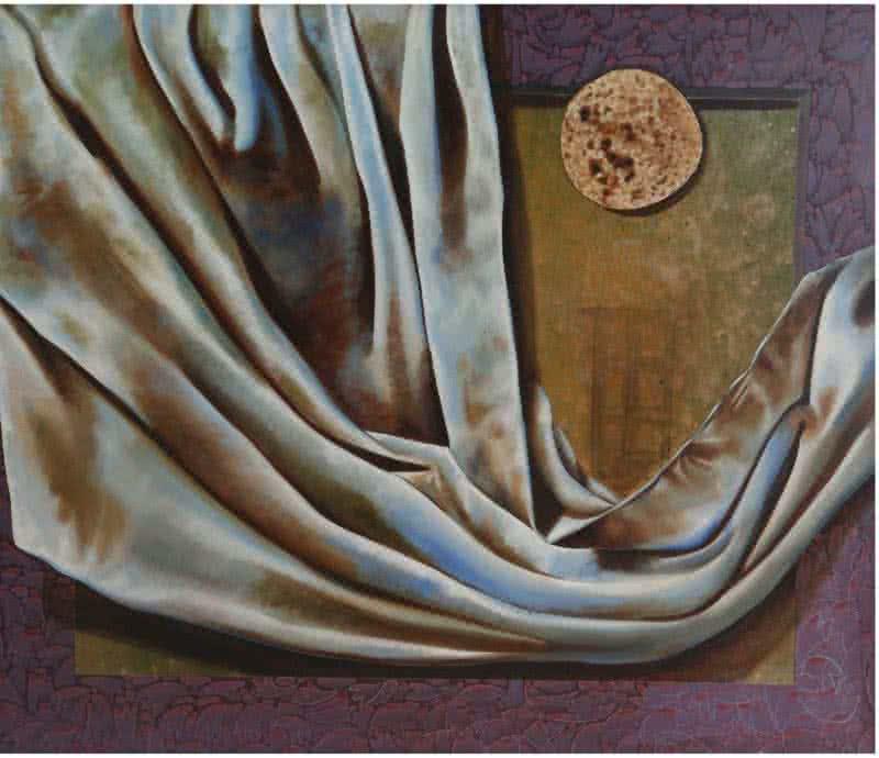 Lifestyle acrylic oil painting titled 'Food Cloth and Shelter', 36x30 inches, by artist Nitin Marde on Canvas