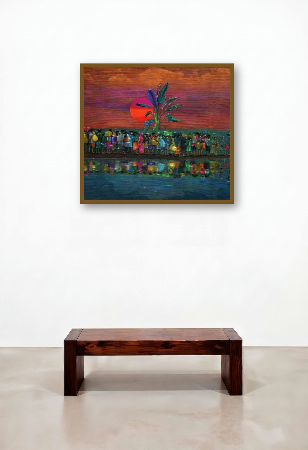 Footprints In The Mud (A New Dawn) by artist Balaji Ponna displayed in a Mid-Century Modern Lounge