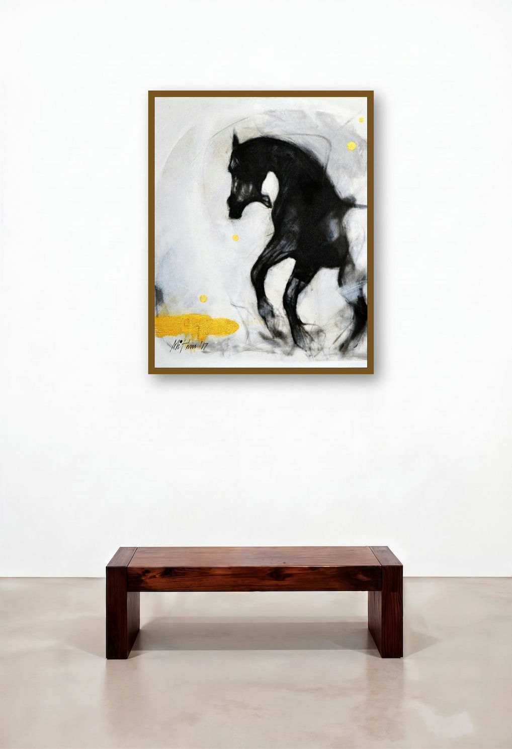 Force 3 (Black Beauty) by artist Mithun Dutta displayed in a Japandi Study