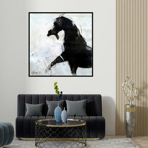 Mithun Dutta's 'Force Ii' painting visualized above a sofa in a contemporary room.