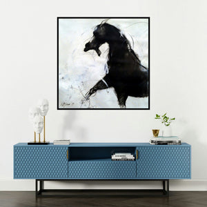 'Force Ii' painting by Mithun Dutta shown on a wall in a furnished room.