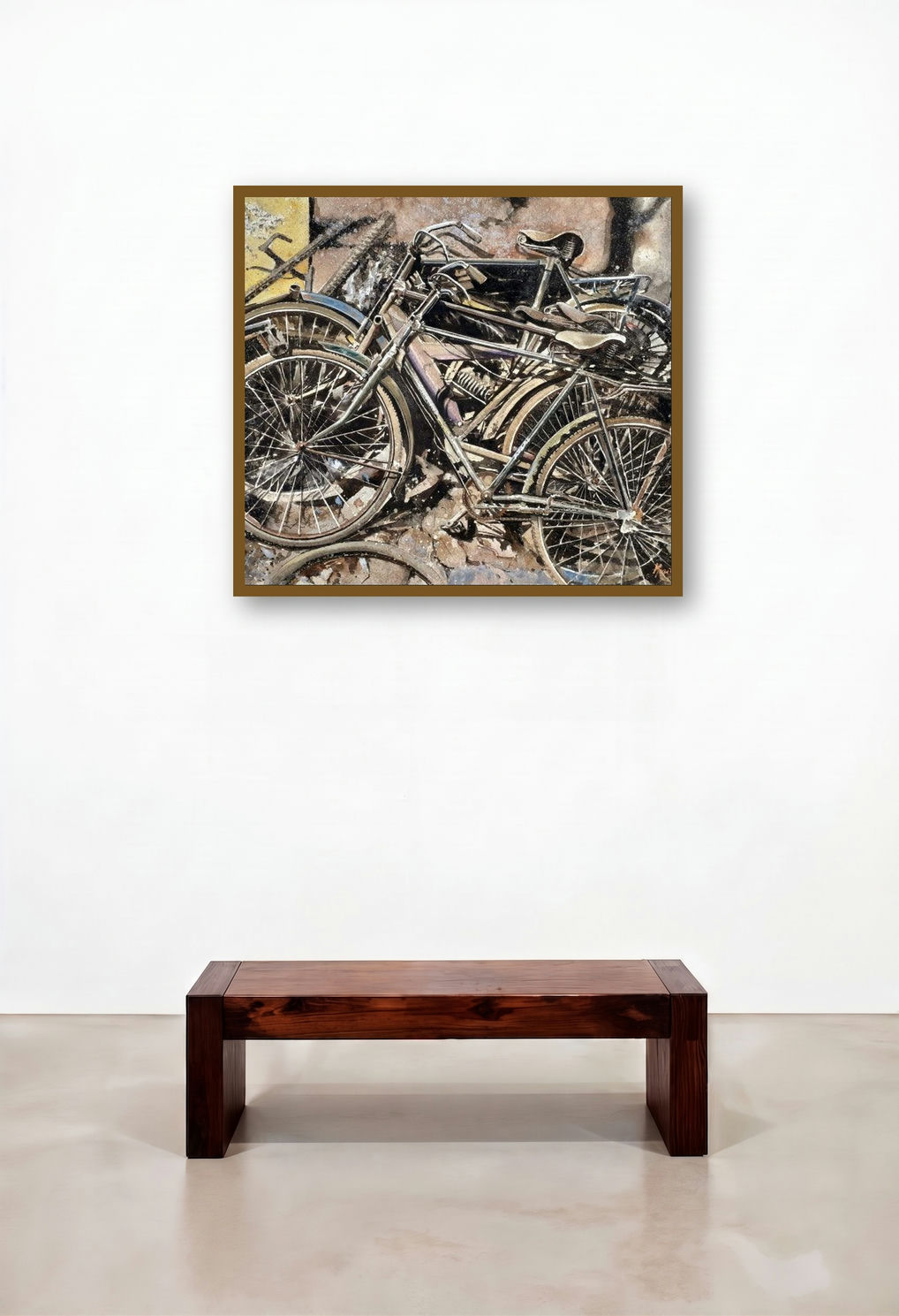 Forgotten (Rust and Remembrance) by artist Mrutyunjaya Dash displayed in a Contemporary Lounge