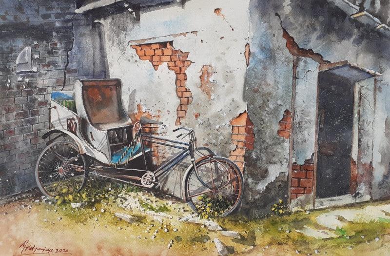 Still-life watercolor painting titled 'Forgotten corner', 22x15 inches, by artist Mrutyunjaya Dash on paper