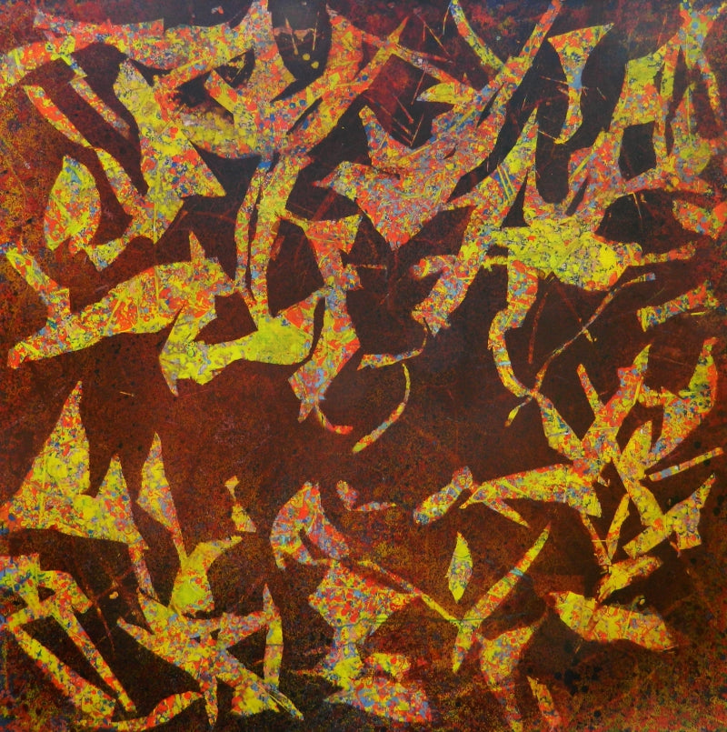 'Form Of A Song' abstract acrylic painting by artist Aditi Chakravarty, 72x72 inch, on canvas