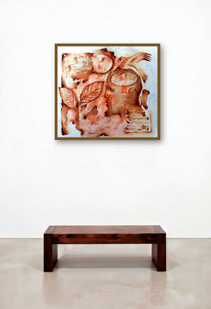 Fossil Series 3 (Inner Journey**) by artist Ranjith Raghupathy displayed in a Japandi Penthouse