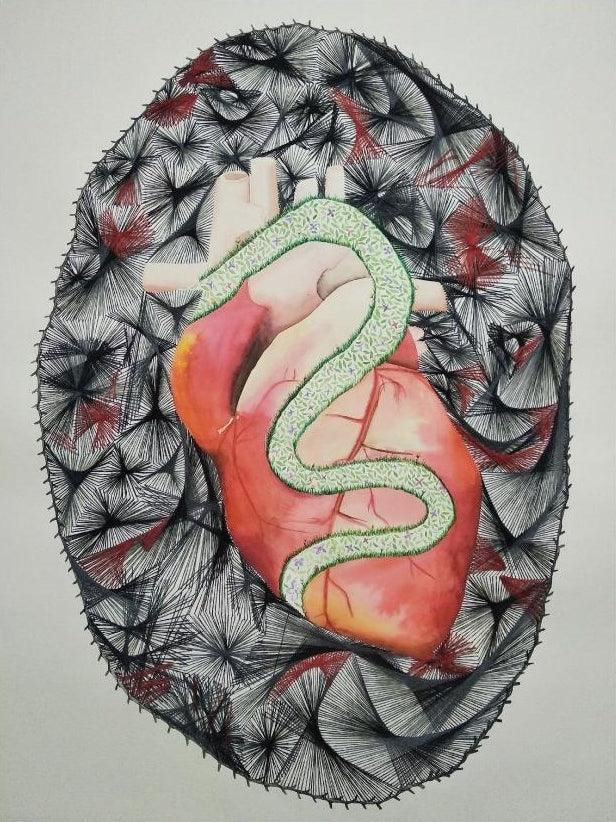 contemporary mixed media painting titled 'Fragile', 28x20 inches, by artist Dishakha Yadav on Paper