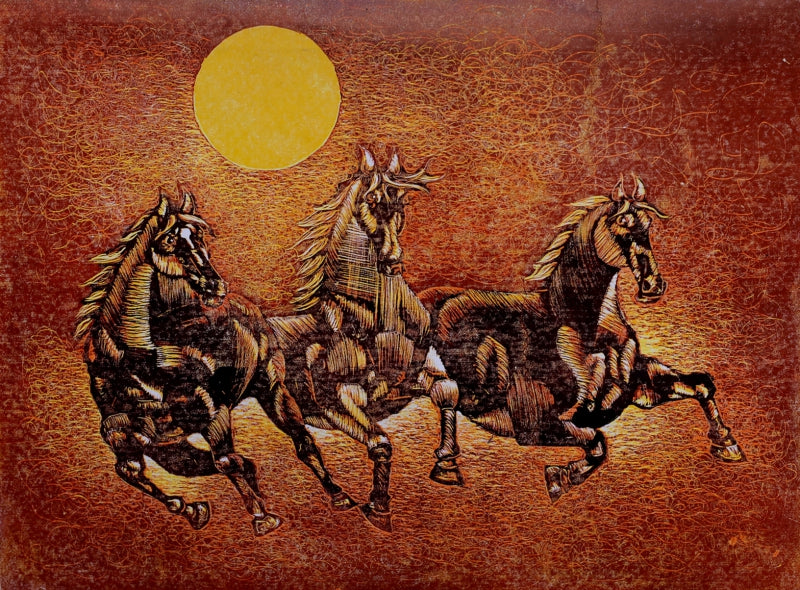 Freedom' animals Forex printmaking by artist Shankar Zunjarrao, 12x16 inch, on paper