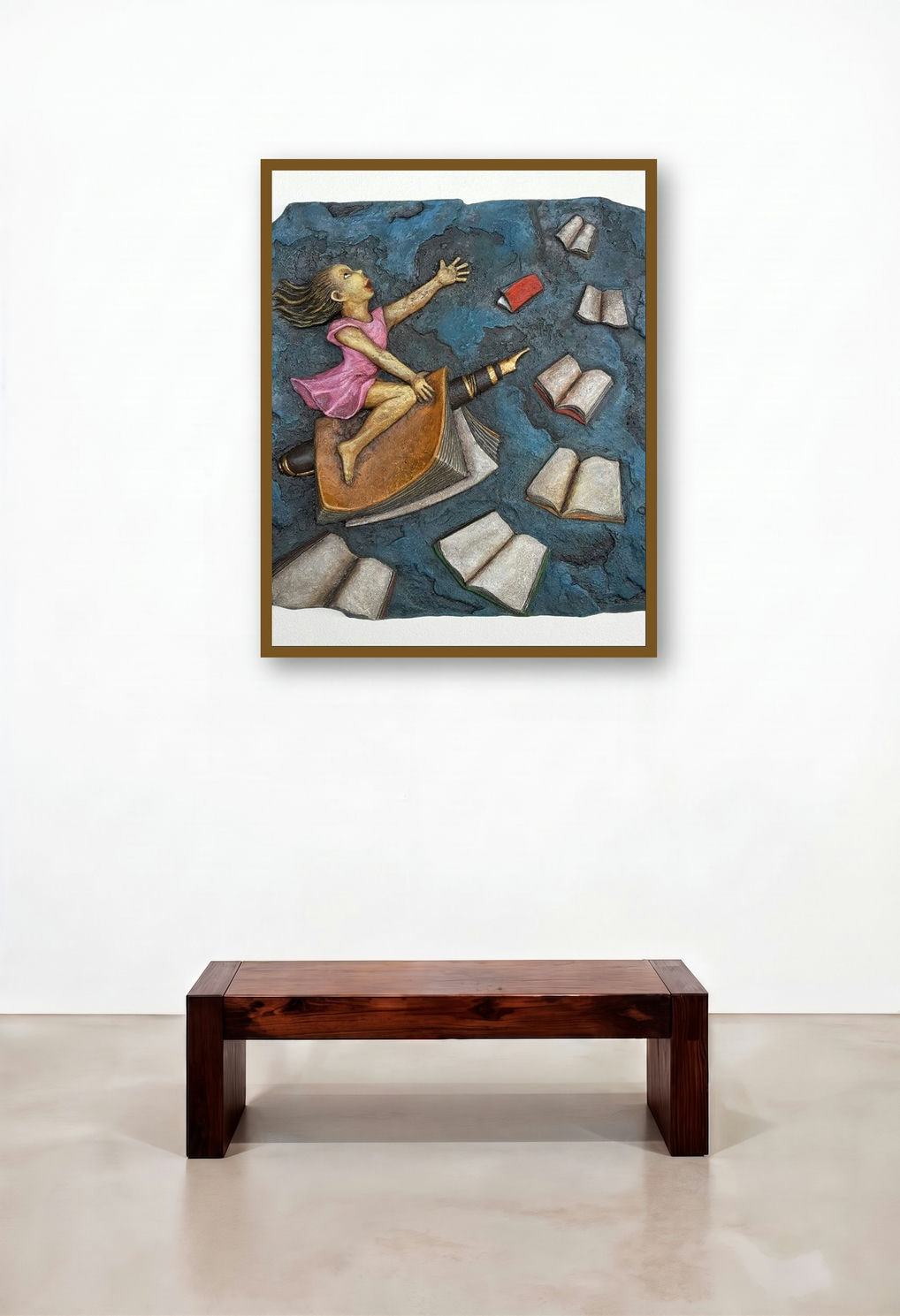 Freedom Of Education (Innocence and Wonder) by artist Shashikant Charbe displayed in a Elegant Lounge