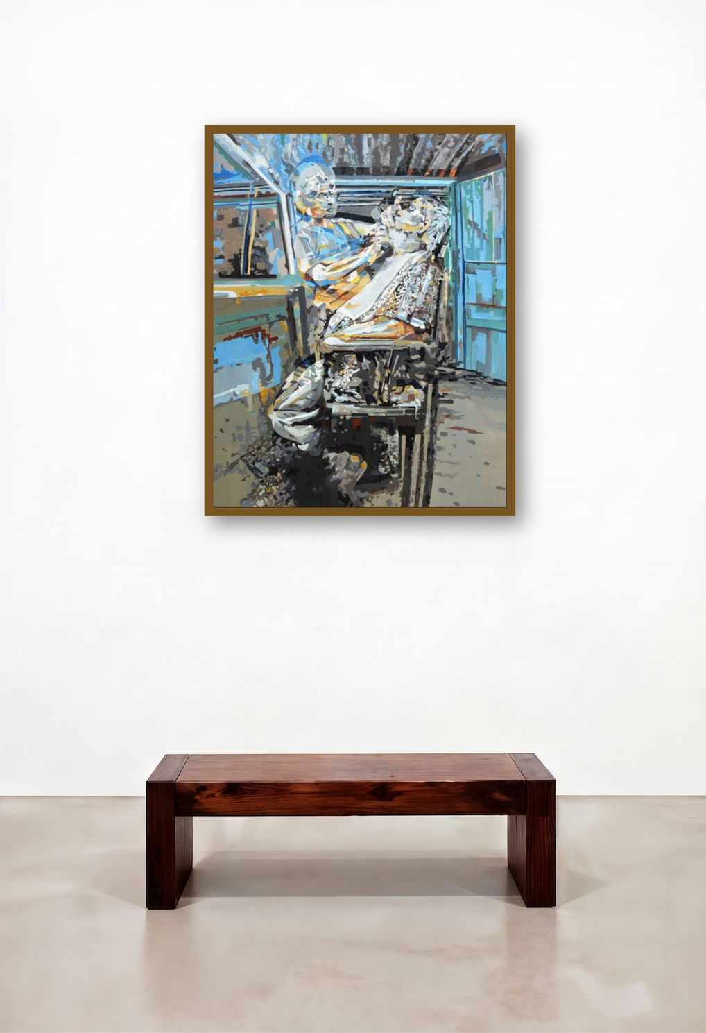 Fregmented (The Barber's Chair) by artist Rajdeep Das displayed in a Luxury Foyer