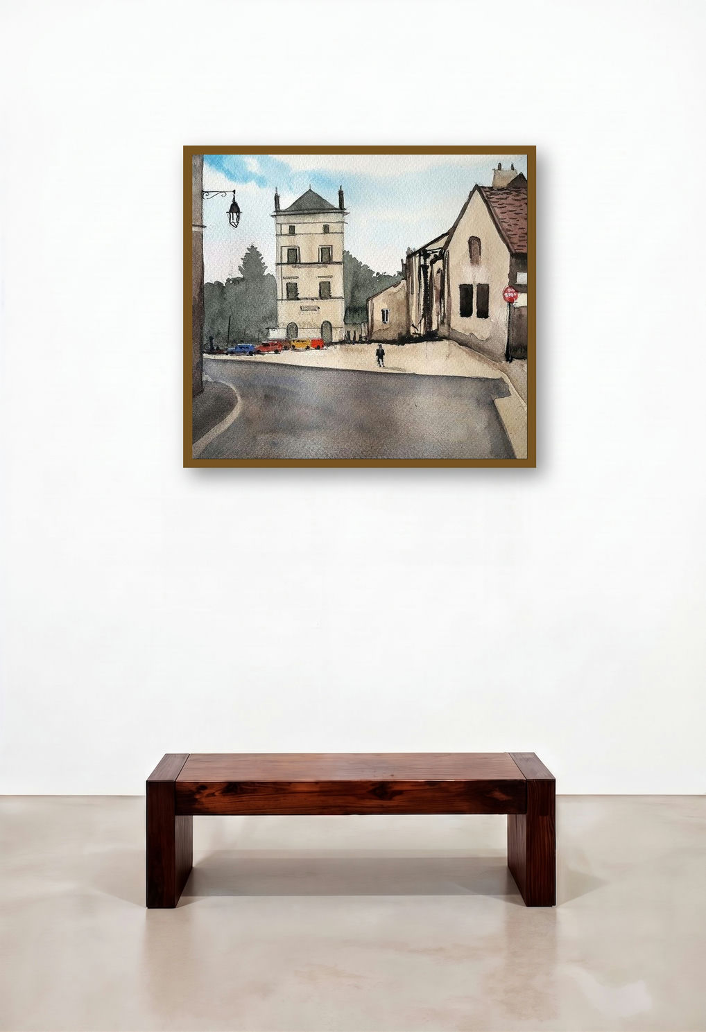 French Village (Cobblestone Corner) by artist Arunava Ray displayed in a Eclectic Study