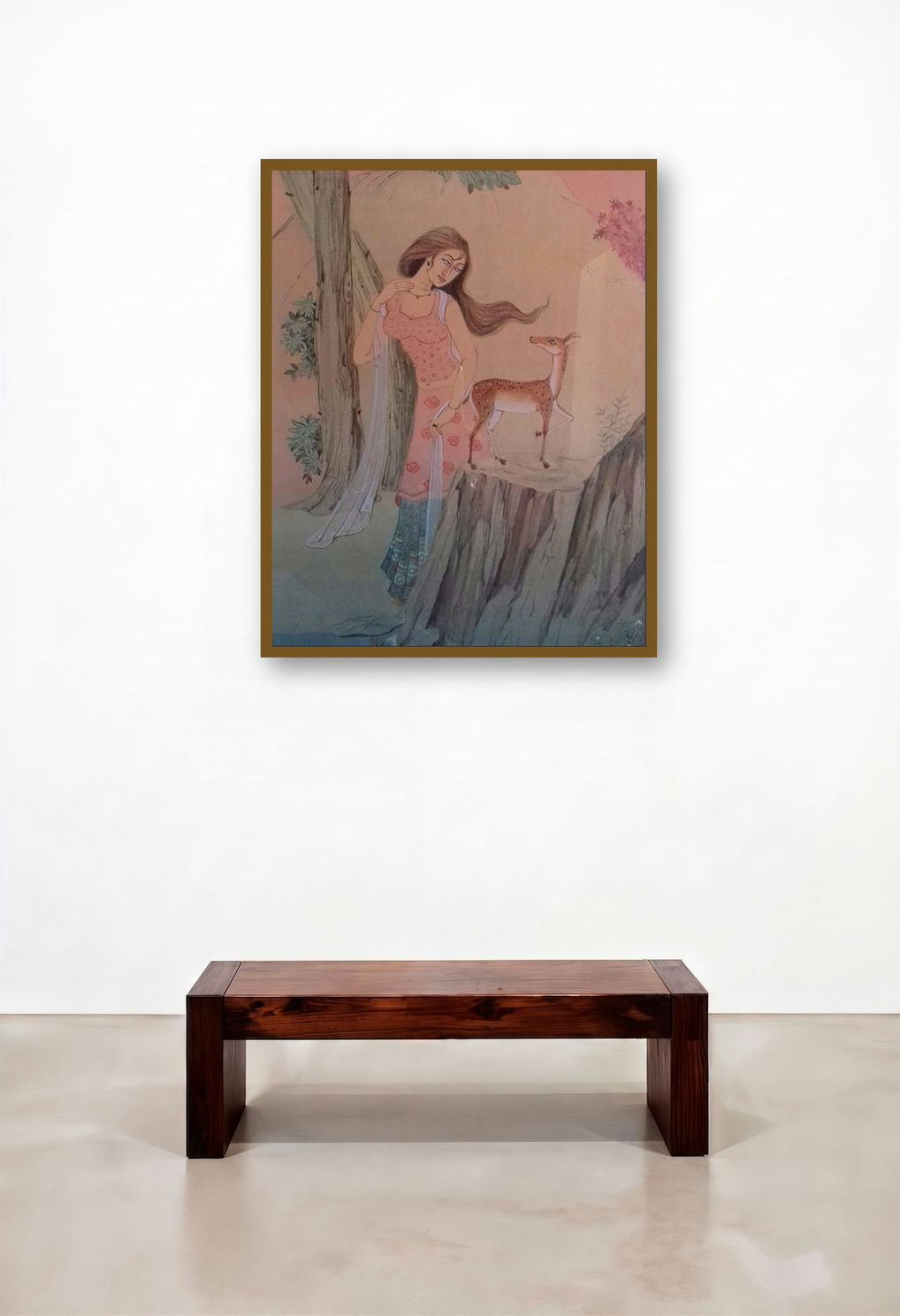 Friend 2 by artist Rina Roy displayed in a Art Deco Lounge