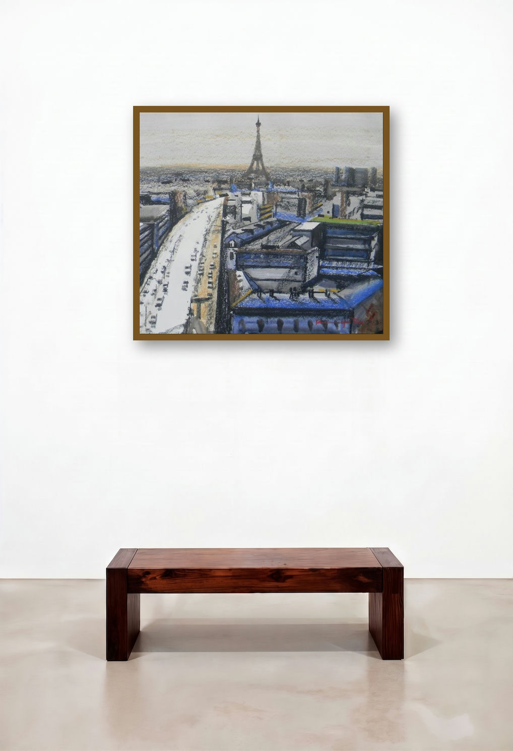 From 20Th Floor In Paris (Parisian Panorama) by artist Bipul Roy displayed in a Mid-Century Modern Lounge