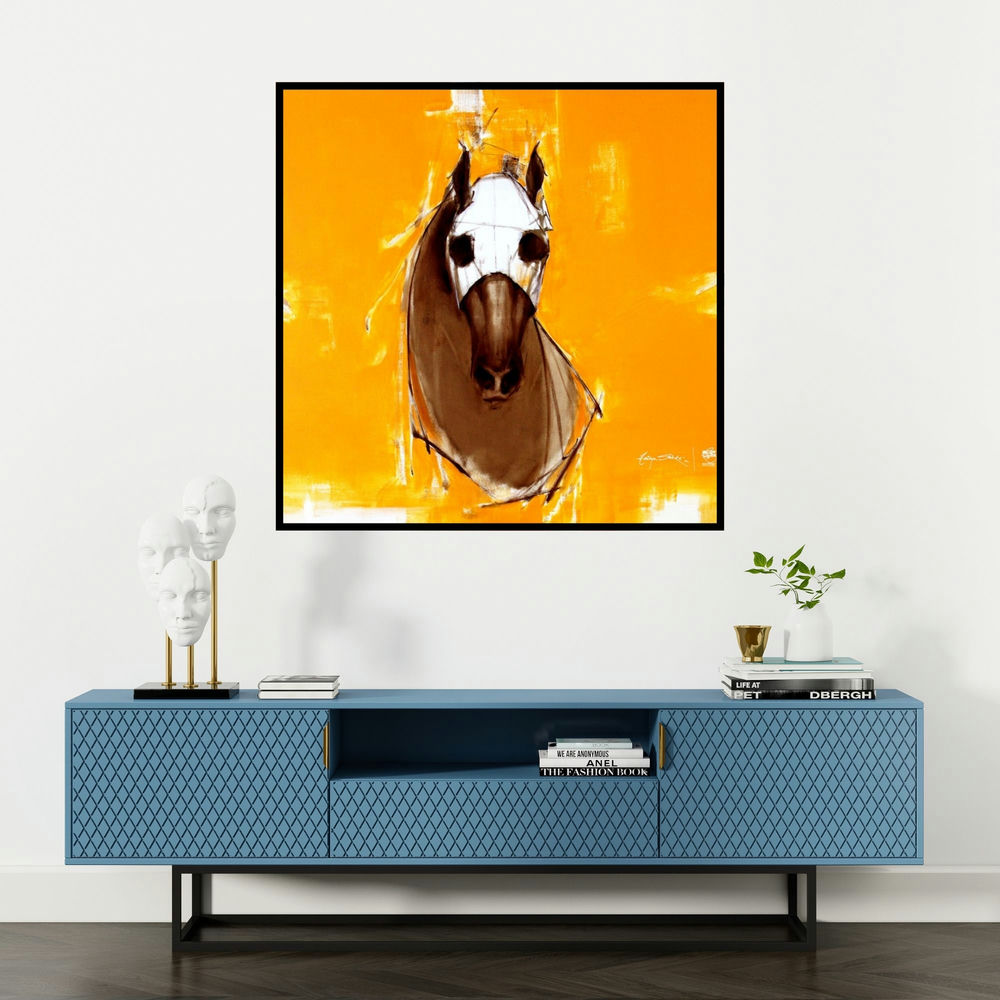 'The Future Is Bright' painting by Aditya Shirke shown on a wall in a furnished room.