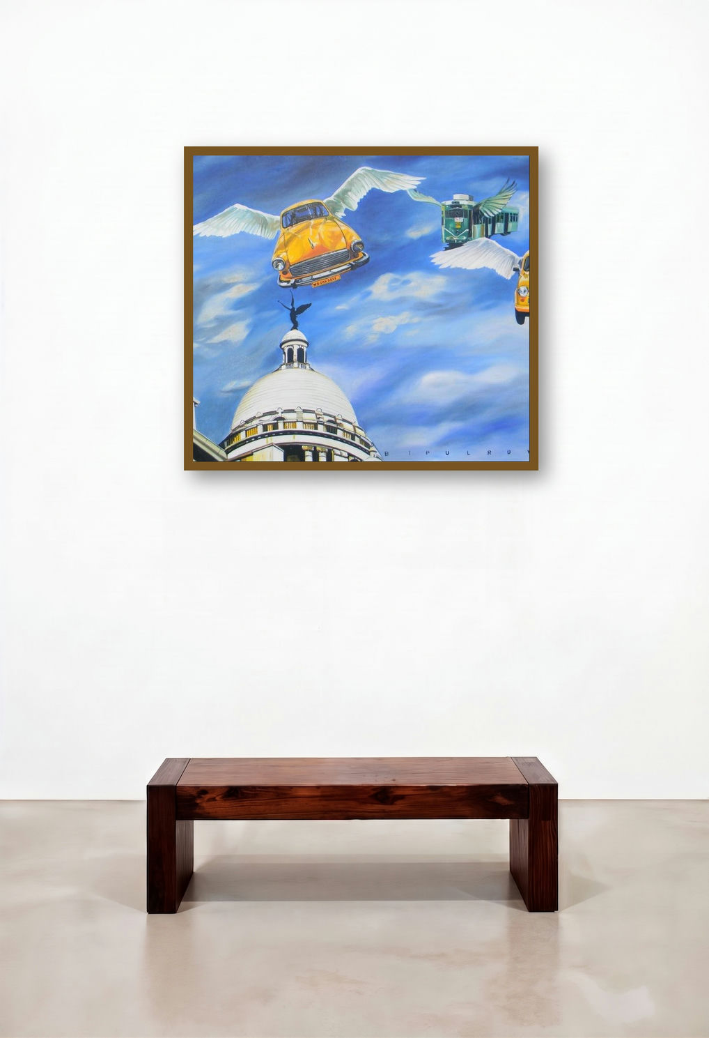 Future Kolkata (Kolkata Dreams) by artist Bipul Roy displayed in a Modern Study