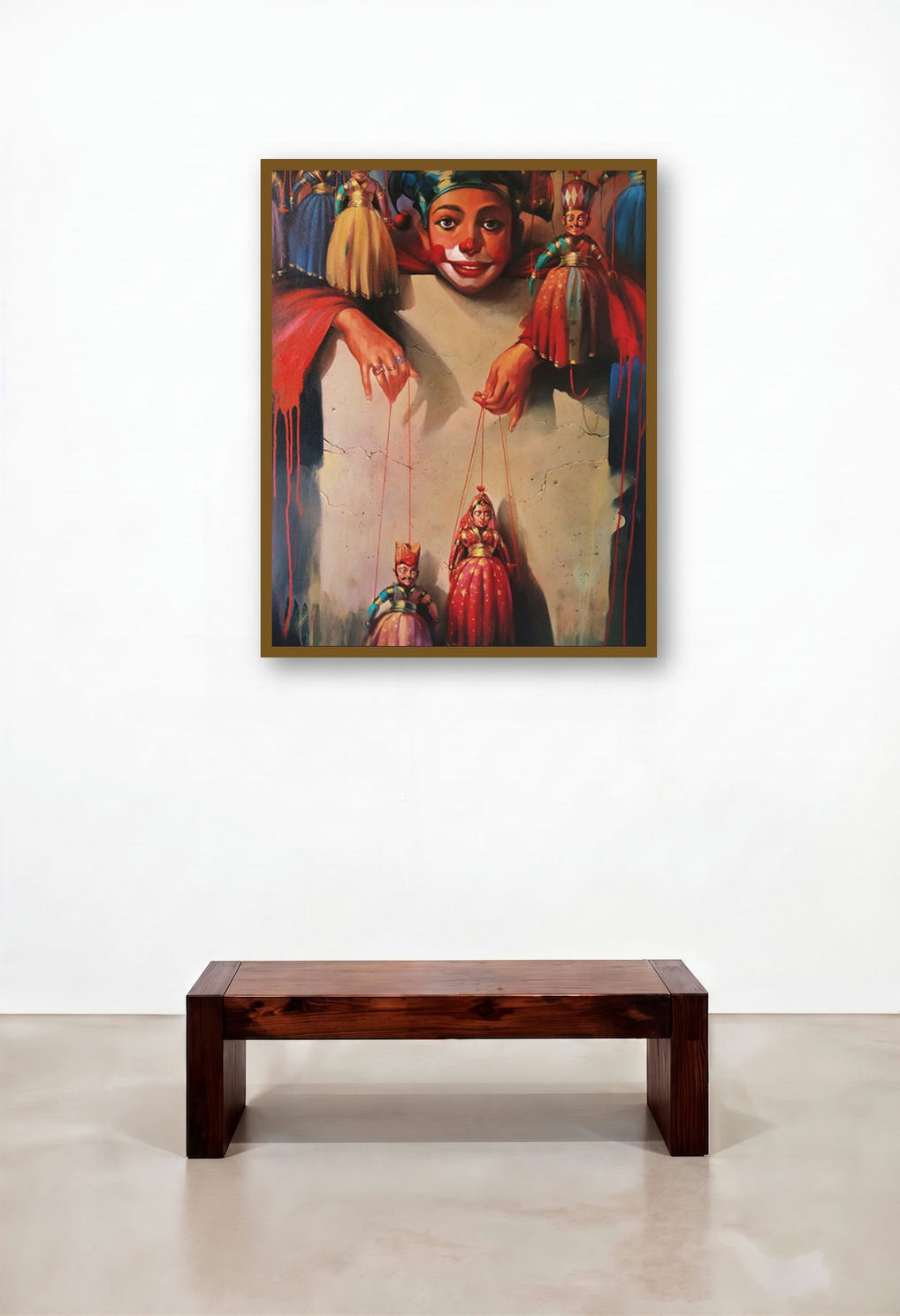 Game Of Life (Puppet Master) by artist Bappa Haldar displayed in a Minimalist Living Room