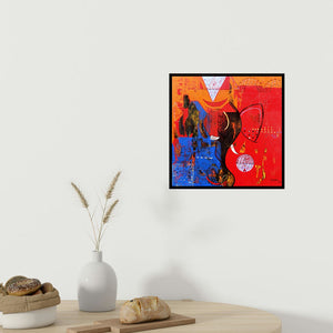 In-situ view of Vivek Nimbolkar's 'Ganapathi (Ganesha The Red Elephant)' painting in a room