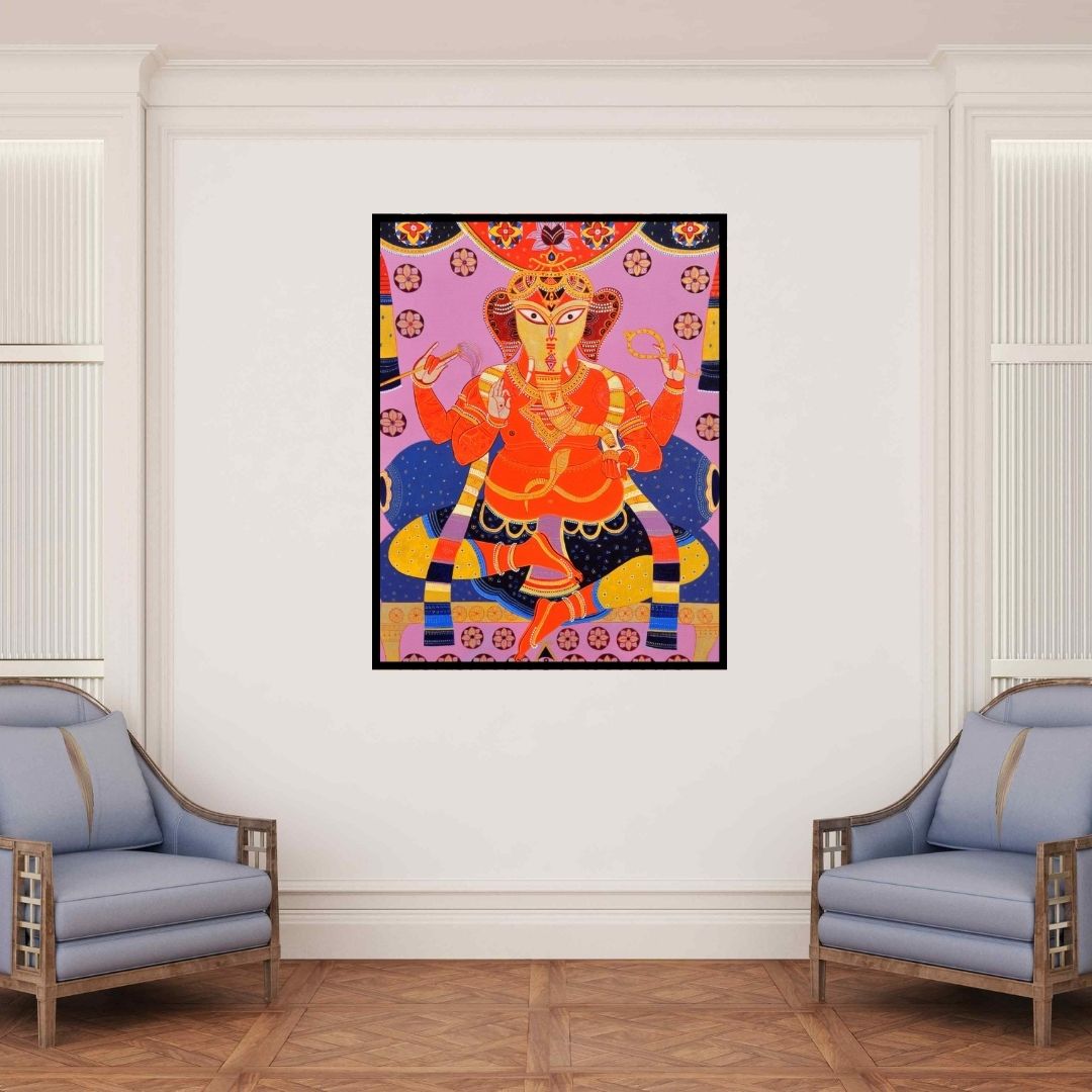 In-situ view of Bhaskar Lahiri's 'Ganapati (Ganesha in Royal Pose)' painting in a room