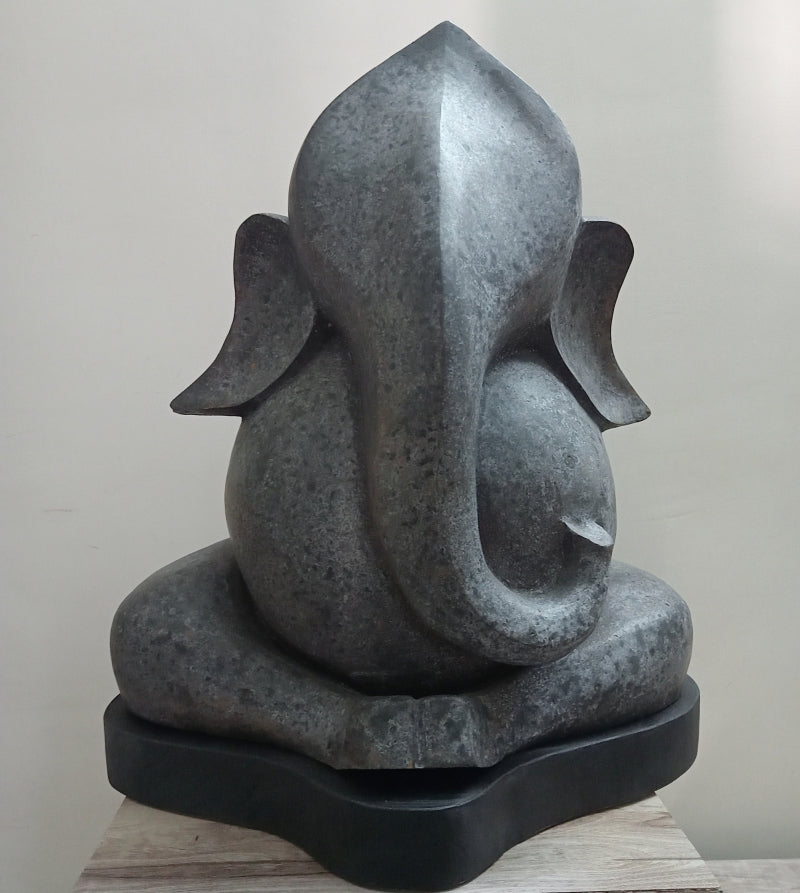 Ganapati' religious Bronze sculpture by artist Roy Chandan, 17x14 inch, on bronze