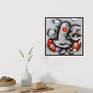 In-situ view of Paras Parmar's 'Ganesha 1 (Abstract Ganesha)' painting in a room